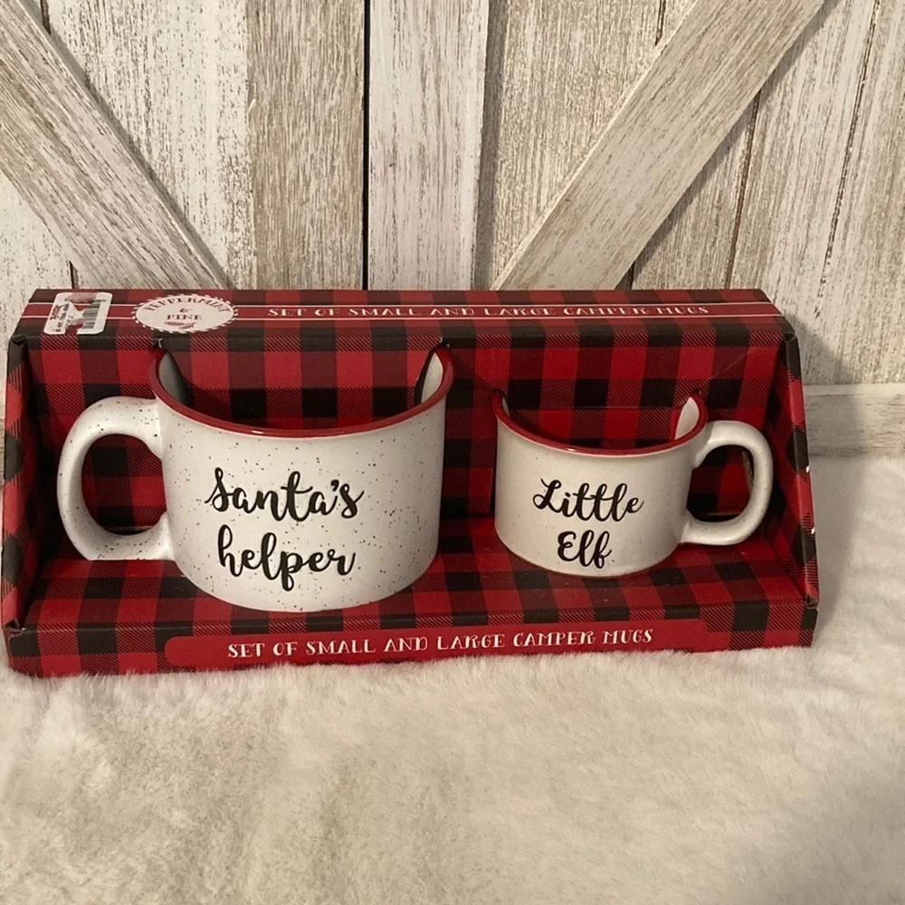 Peppermint & Pine Santa’s Helper and Little Elf Camper Mug Set